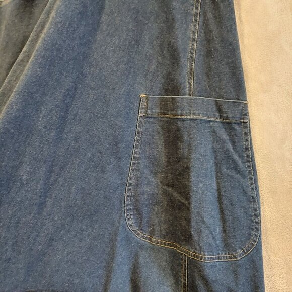 Roamans blue jean Dress size 14p Maxi denim jean fray hem ruffle zip 2 pockets - Picture 11 of 16